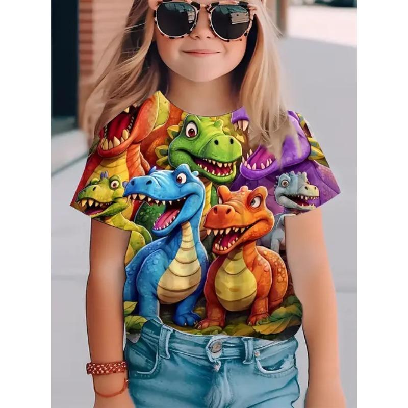 Χαριτωμένο Μοντέρνο Casual Ευέλικτο Υψηλής ποιότητας Μπλουζάκι κοντομάνικο με ζωικό μοτίβο Παιδικό Γυναικείο