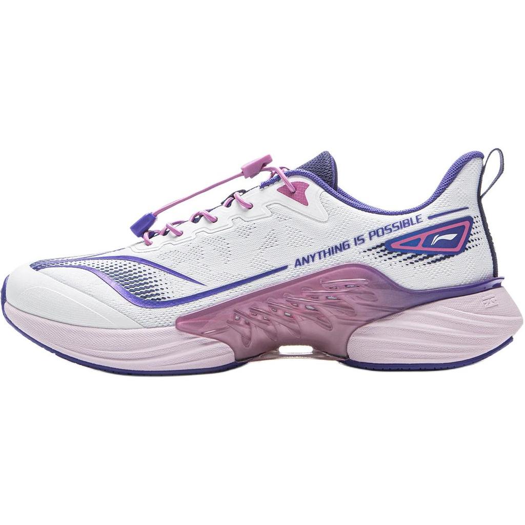 Li Ning Kids Running PU Classic Versatile Shock Absorption Rebound Breathable Low Top Running Shoes Kids Running Shoes Purple YKFV184-2