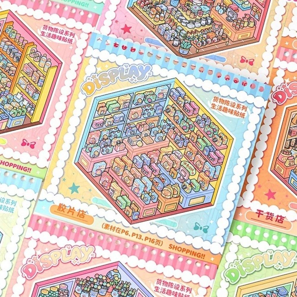 10 Scenes 28 Sheets Scenery Stickers Shop Scene DIY Sticker Book Birthday Gifts