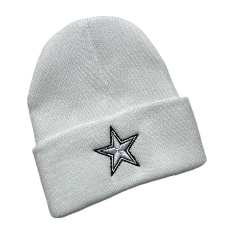 Cappello in Maglia Geometrico Invernale Caldo da Uomo e Donna, Cappello Freddo, Cappello in Lana per Esterno, Ricamo Semplice, Moda Pentagramma