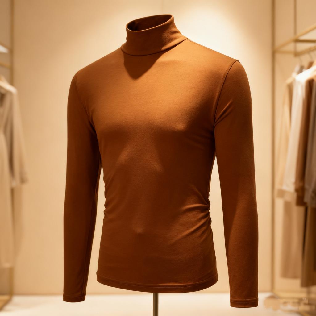 Winter Herbst Herren Casual Slim Fit Basic Oberteile Weiches Dehnbares Unterhemd Gestrickter Leichter Rollkragen Pullover