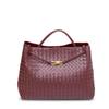 Borsa a tracolla messenger a tracolla portatile in corda intrecciata in pelle da 45 cm con chiusura a nodo a otto, borsa a tracolla da donna alla moda transfrontaliera