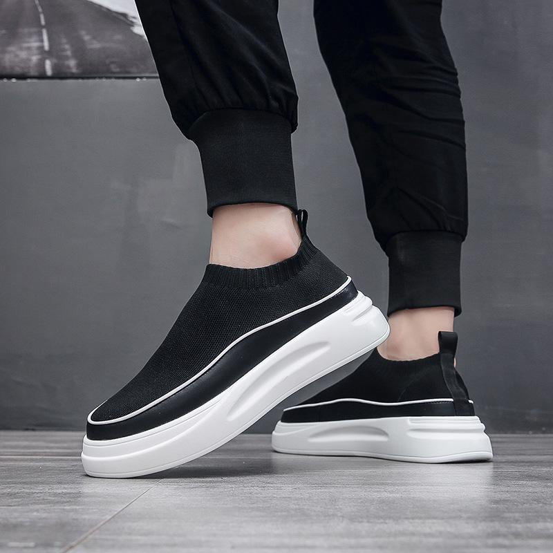 Summer Men's Shoes One Pedal Men's Socks Shoes Breathable Muffin Platform Lazy Shoes Versatile Internet Celebrity Live Broadcast