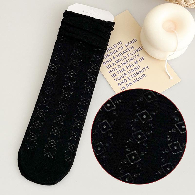 Socks Spring Breathable Mesh Stacking Socks Solid Color Medium Tube Socks Casual Lolita Socks Stockings