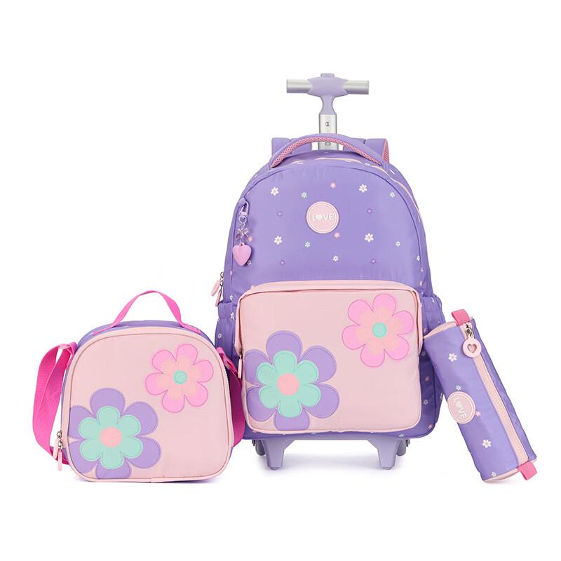 Li Shen Women's Fashion Lightweight Travel School Trolley Backpack 3-Piece Set