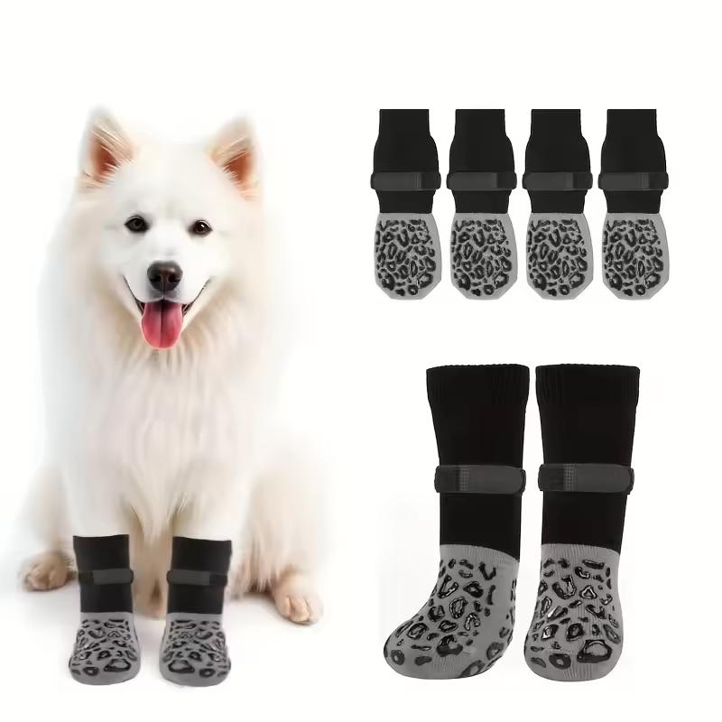 4pcs Dog Paw Protectors Anti-Slip Boots with Traction, Adjustable Pet Socks for Injured Paws, Senior Dogs & Weak Paw Dogs