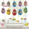 M-8Pcs Wooden Easter Egg Decorative Hanging Set 2D DIY Craft Easter Simulation Egg Decorative Artificial Egg Hanging Ornament