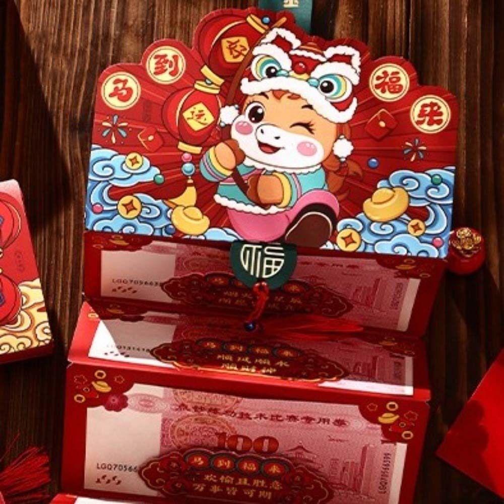 2026 Horse Year Folding Red Envelope Cartoon Lucky Money Pocket Chinese New Year