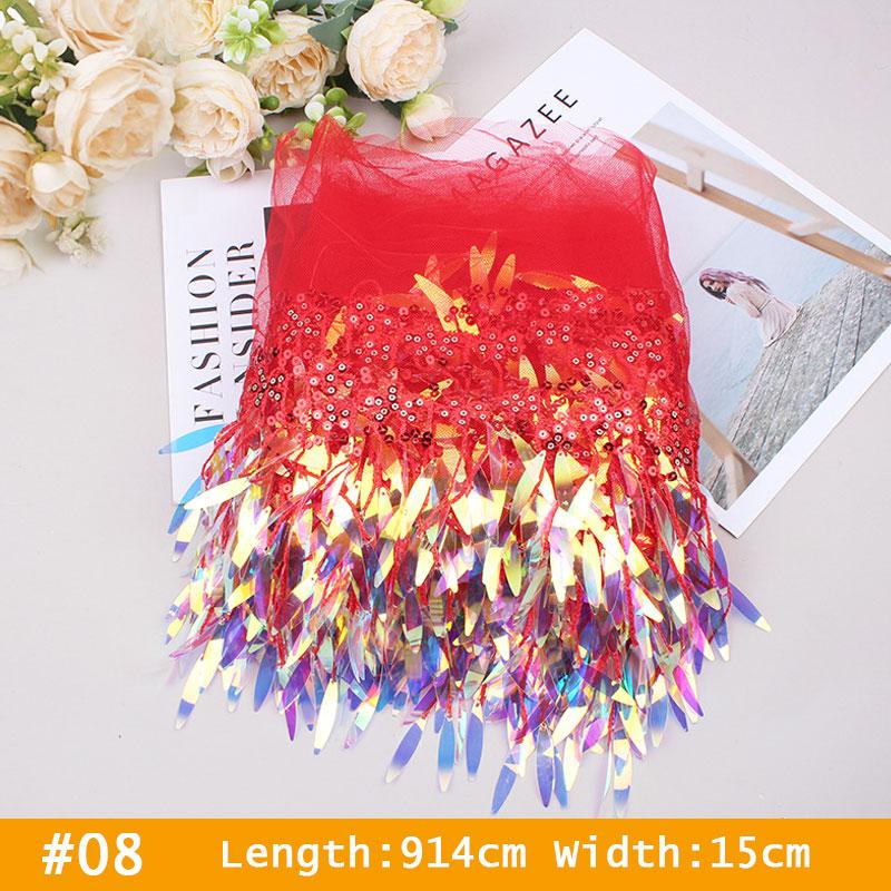 10 Yards Mesh Tassel Fringe Sequins Lace Trim Tassels Fabric DIY Sewing Stage Perform Latin Dress Wedding Clothes Accessories