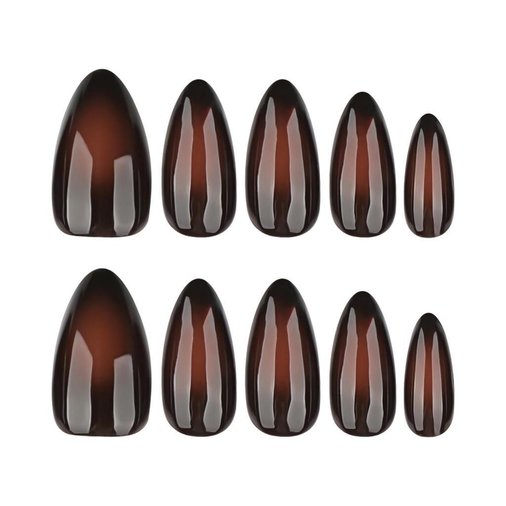 Bestseller Mandelform Schwarzbraun Ombre Press-On Nagelspitzen für Herbst & Winter Nagelkunst