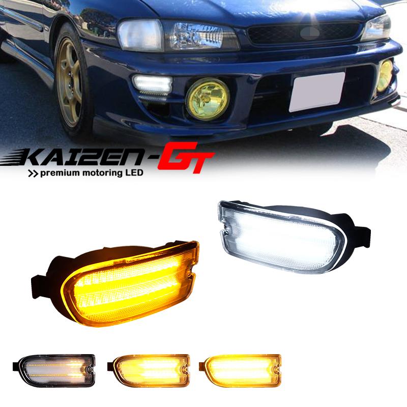 Switchback Sequenziell Gelb Weiß LED 1156 Frontstoßstange Blinkerleuchten Mit Tagfahrlicht Für Subaru Impreza 1999-2001