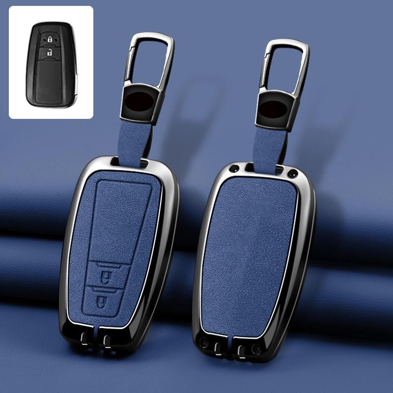 Zinc Alloy Leather Car Key Cover Housing Key Fob For Toyota Prius Camry Corolla C-Hr Chr Rav4 Land Cruiser Prado Key Fob