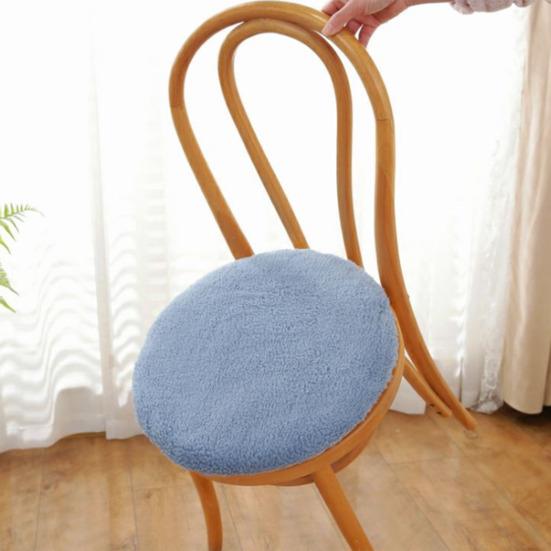 Fleece Kulatý Polštář na Židli Plyšový Sedák z Umělé Ovčí Vlny se Zipem Zima