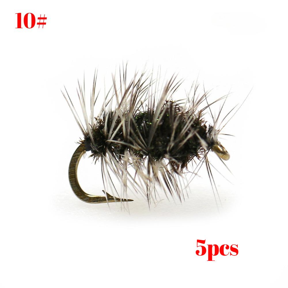 

Trout Grayling Fishing Lures 5PCS Gnat Dry Fly River Small Flies Peacock Herl Body Grizzle Hackle Size 10-18 Assortment