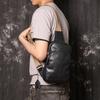 New Men's Leather Close Fitting Chest Bag, Women's Cowhide Crossbody Small Backpack, Oil Leather Large Capacity Shoulder Bag