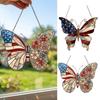 Independence Day Butterfly Suncatcher Ornament Faux Stained Glass Acrylic Window Pendant Patriotic Butterfly Suncatcher for Wall Window