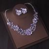 High-end and Elegant New Bridal Jewelry Set: Rose Flower Necklace and Earrings Set In Purple, Blue, and Red