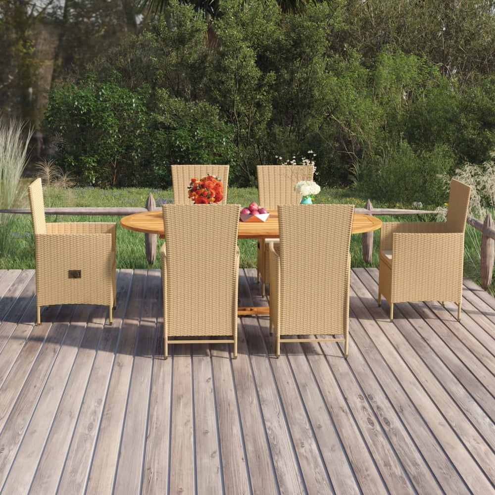 Ensemble à manger de jardin 7 pcs Résine tressée