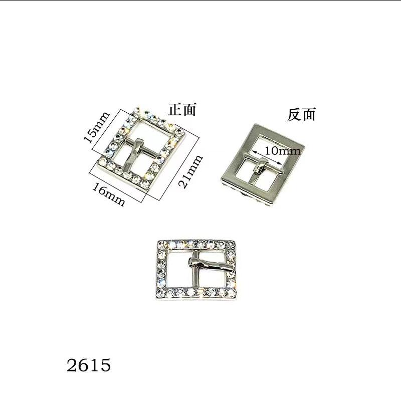 New Multi Size Gold and Silver Double Color Metal Zinc Alloy Water Diamond Rectangular Buckle Luggage Adjustable Buckle with Sun