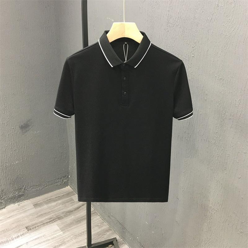 Summer Ice Silk Short Sleeve Polo Shirt For Men Contrast Trim Collar Business Casual Breathable And Quick-dry Cross-border Hot Sale