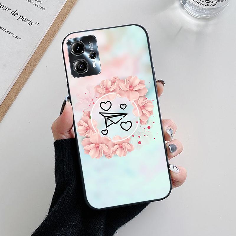 

Phone Case For Motorola Moto G13 G23 Fundas Fashion Design Black Silicon Soft TPU Back Cover For MOTO G23 G22 G13 4G Bumper Moto G22