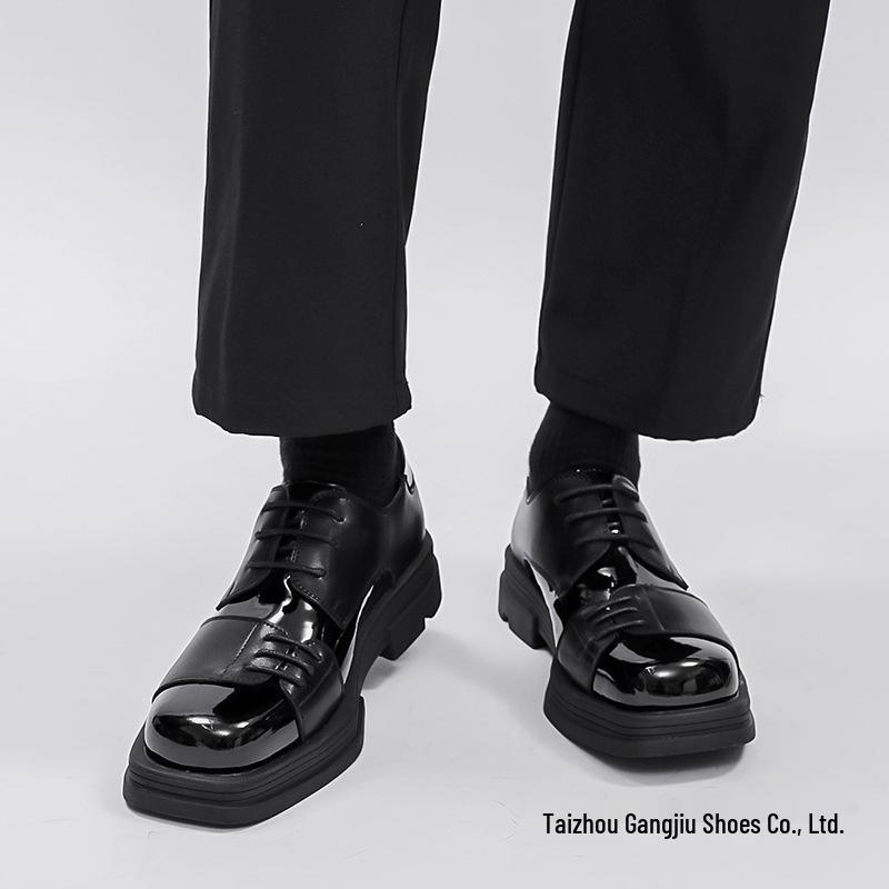 Men's 2025 Square Toe Height Increasing Leather Derby Shoes - Casual, Formal, & Wedding Wear