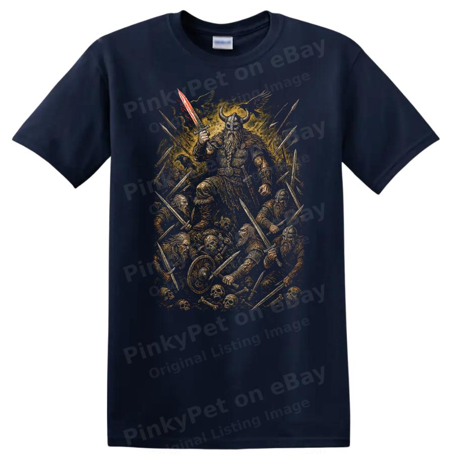 Viking Warrior Retro Metal T Shirt Battle Scene Graphic Tee Design