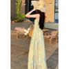 2025 Summer Floral Print Maxi Camisole Dress: Commuter Style with Patchwork Design for Women
