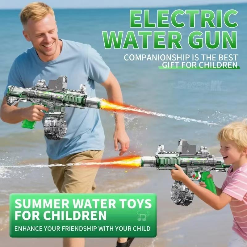 Non-Toxic New Electric Water Gun With Light Led Simulation Fire Sprays Flame Continuously High-Speed Powerful Shoot Outdoor Water Gun Toys