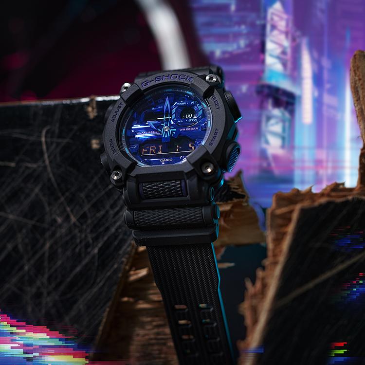 Casio LCD/Analog Dual Display Series Fashion Trend Quartz Movement Resin Strap Watch Men Watches Black GA-900VB-1APR