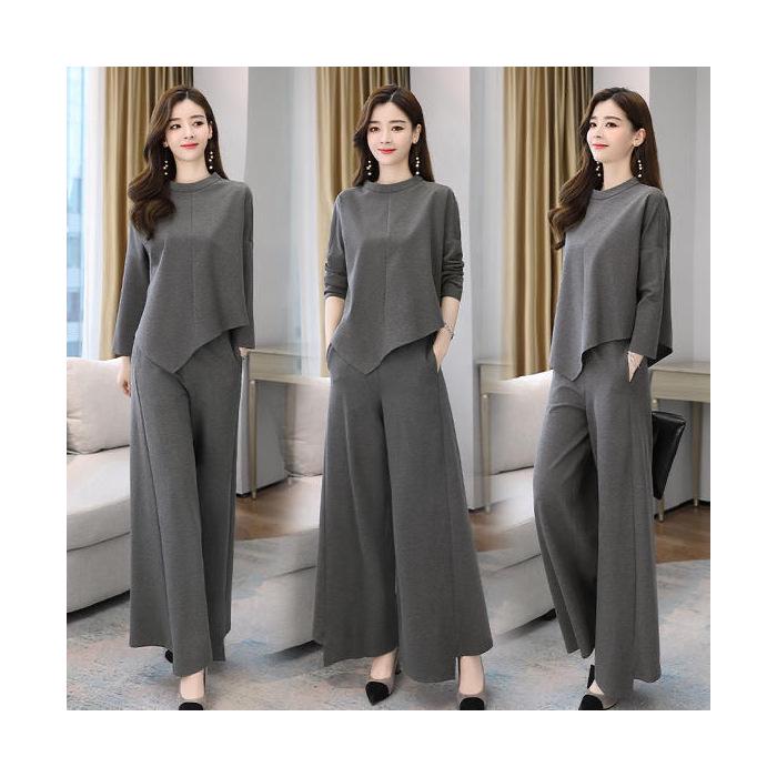 

Жіночий осінньо-весняний брючний костюм-двійка з широкими штанинами: Спідниця-штани, що омолоджують, приховують живіт, стильні, повсякденні, підкреслюють темперамент. XL [Recommended 50-57.5 kg]