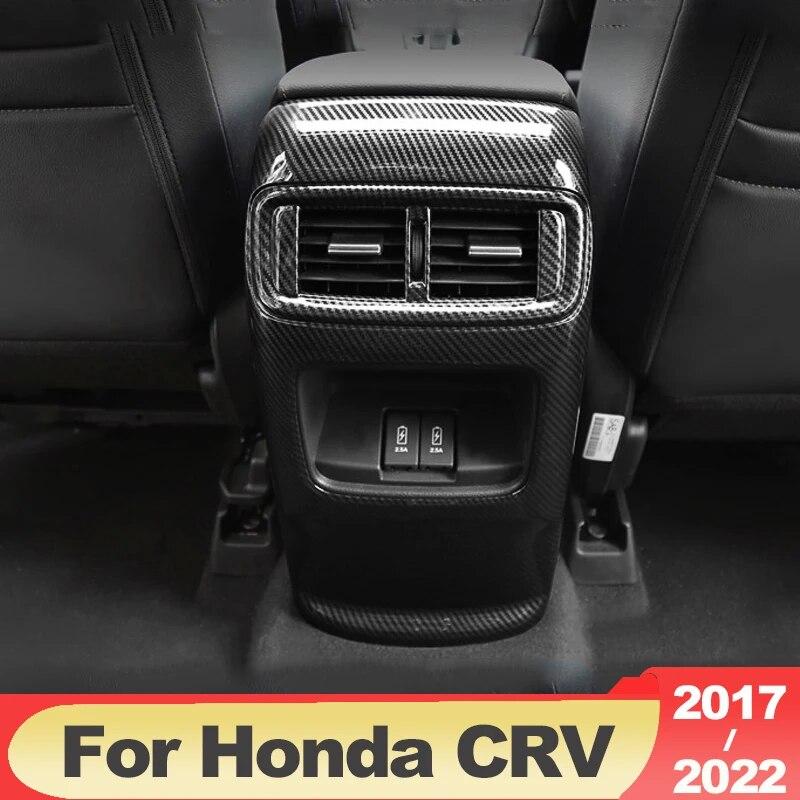 For Honda CRV 2017 2018 2022 ABS Carbon Car Interior Rear Armrest Air Outlet Trim Panel Cover Case Accessories