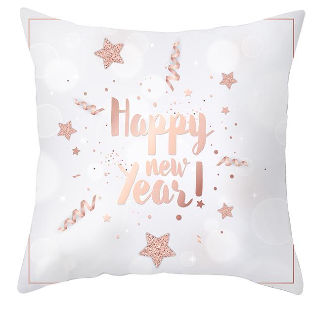 New Pink and Gold Christmas Peach Leather Velvet Pillowcase Festive Home Decoration Pillow Cushion Cover