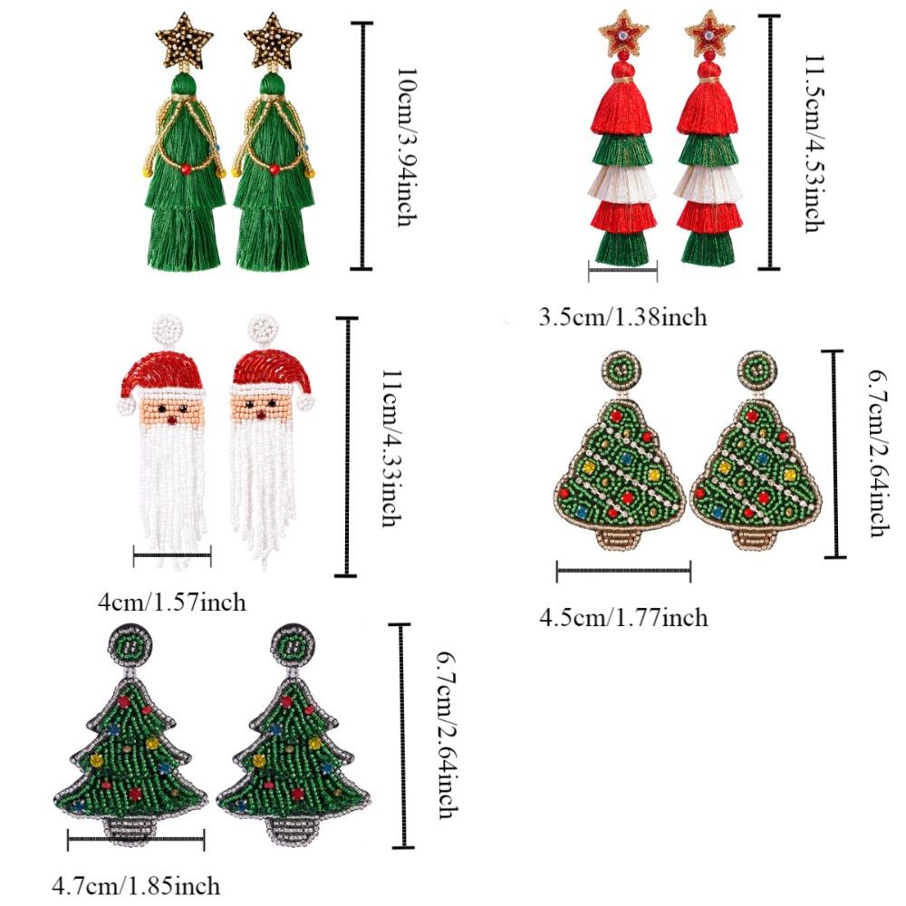 Santa Claus Merry Christmas Earrings Xmas Boots Ear Stud Handmade Beaded Ear Drop  New Year