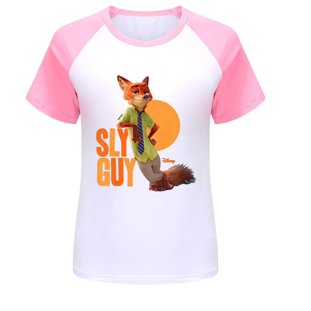 Fashionable Round Neck Short Sleeve Work Clothes Printed Tops For KID Summer Tops