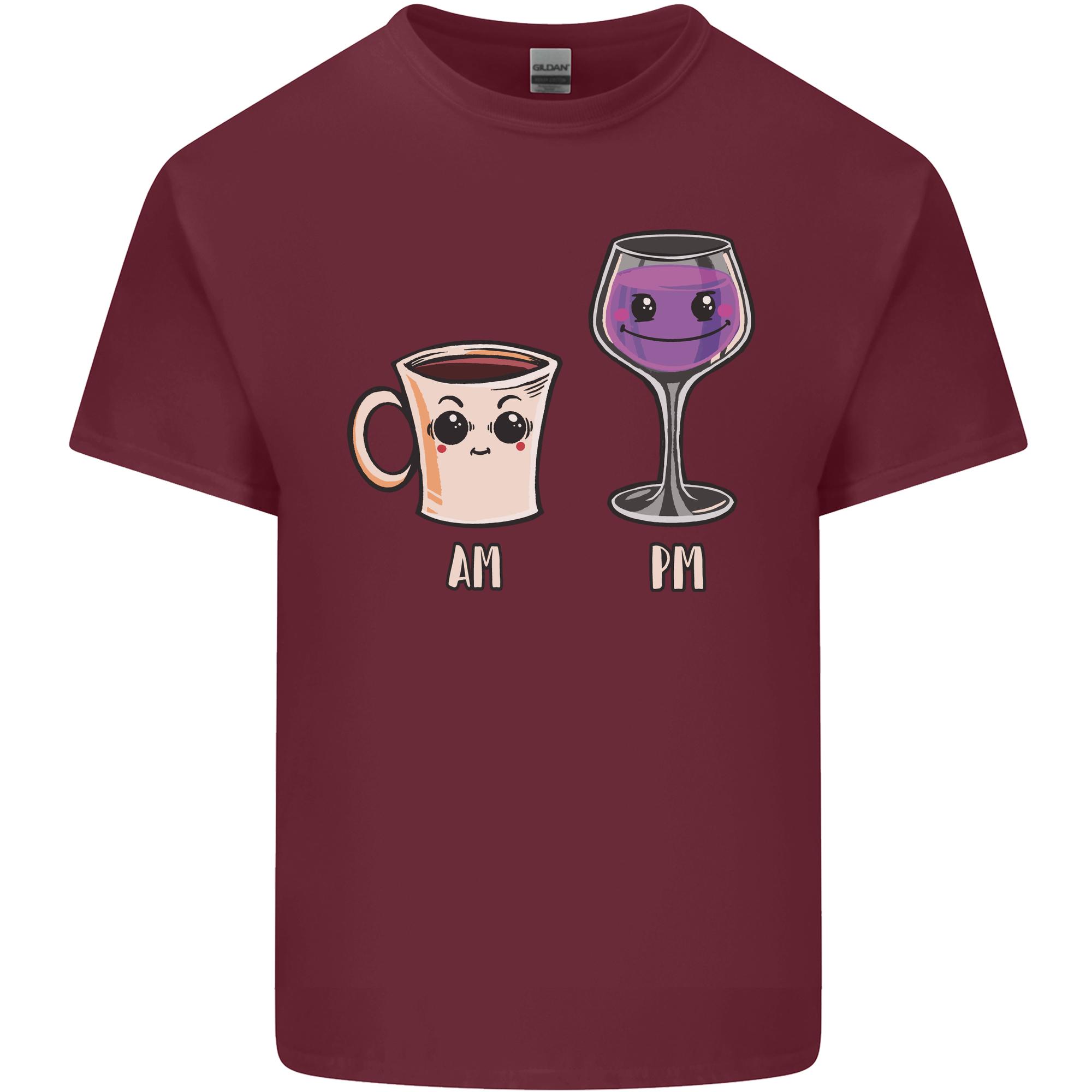 Coffee am Wine pm Funny Alcohol Prosecco Unisexs Light Cotton TShirt S