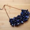 Handmade Blue Beaded Tassel Necklace Folk Glass