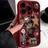 Burgundy Leopard Lips Pool Ball English Printed Phone Case For iPhone 17 16 15 14 13 12 11 Pro Max XS XR X 16 Plus 17 Air Cover
