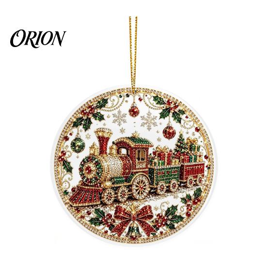 Outdoor Hanging Decor Christmas Acrylic Ornament, 2D Flat Double Side Printed Party Supplies Santa Snowman Pendant for Tree Window, Festive