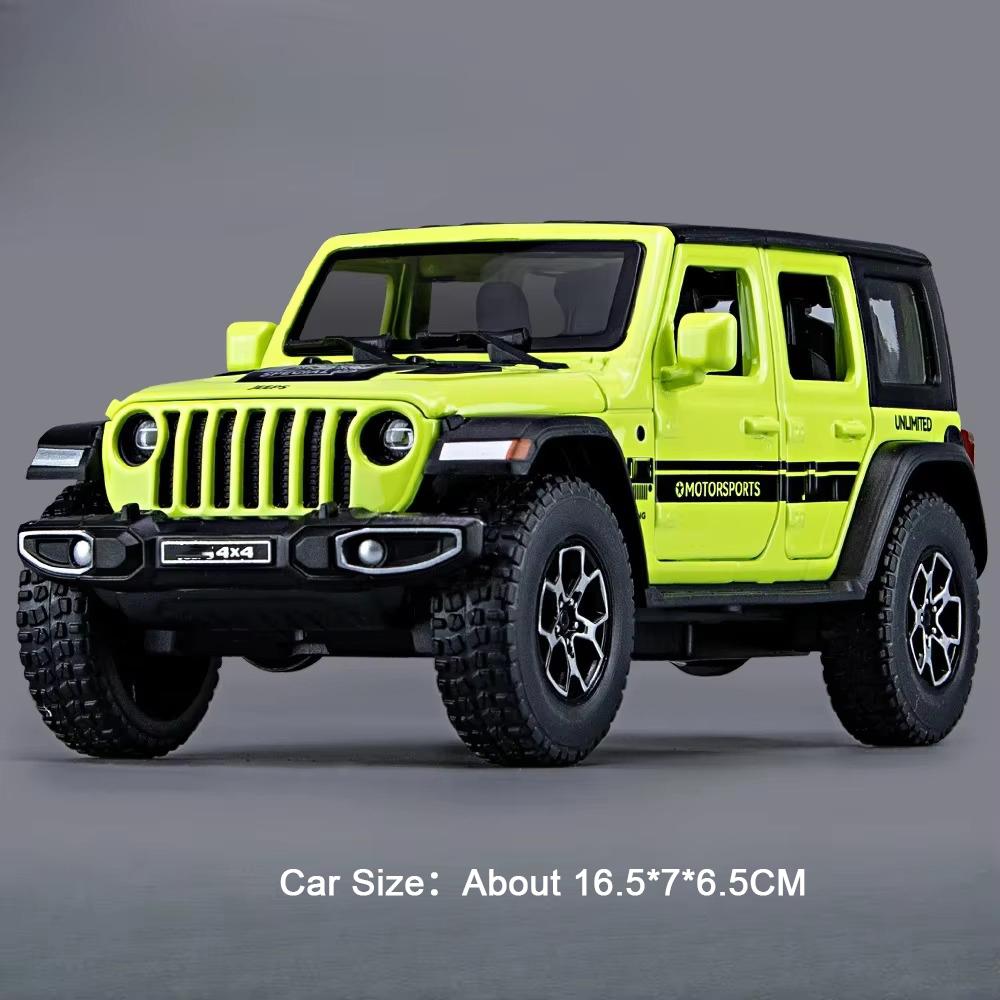 1:32 Wrangler Rubicon Model Toy Alloy Diecast Car Doors Opened Sound Light Pull Back Miniature Off-road Vehicle Kid Holiday Gift