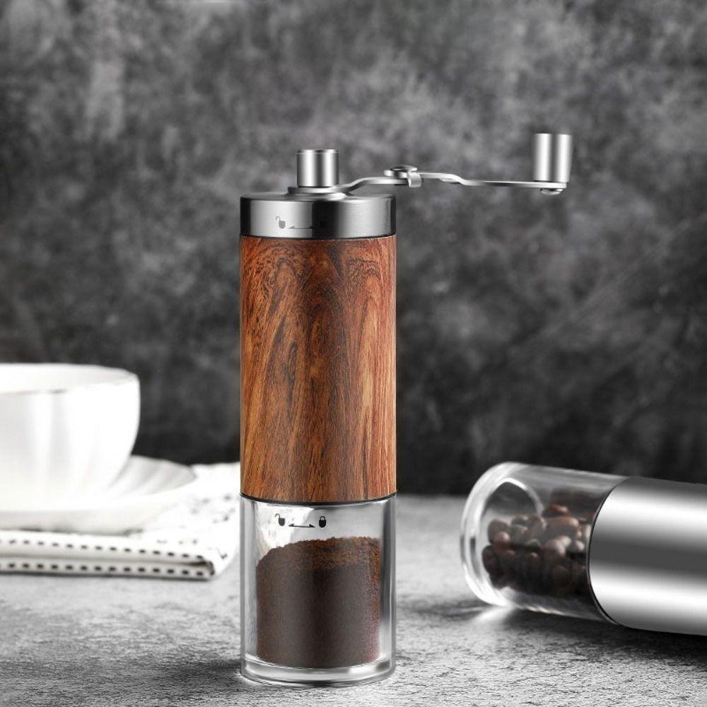Handheld Crank Hand Coffee Grinder Ceramic Grinding Core Wood Grain Manual Coffee Bean Grinder Detachable Handle