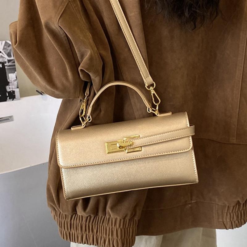 Women's Brand Luxury Lock Bag Retro Trendy Crossbody Bag Large Capacity Square Handbag Flip-top Commuter Bag Casual Shoulder Bag