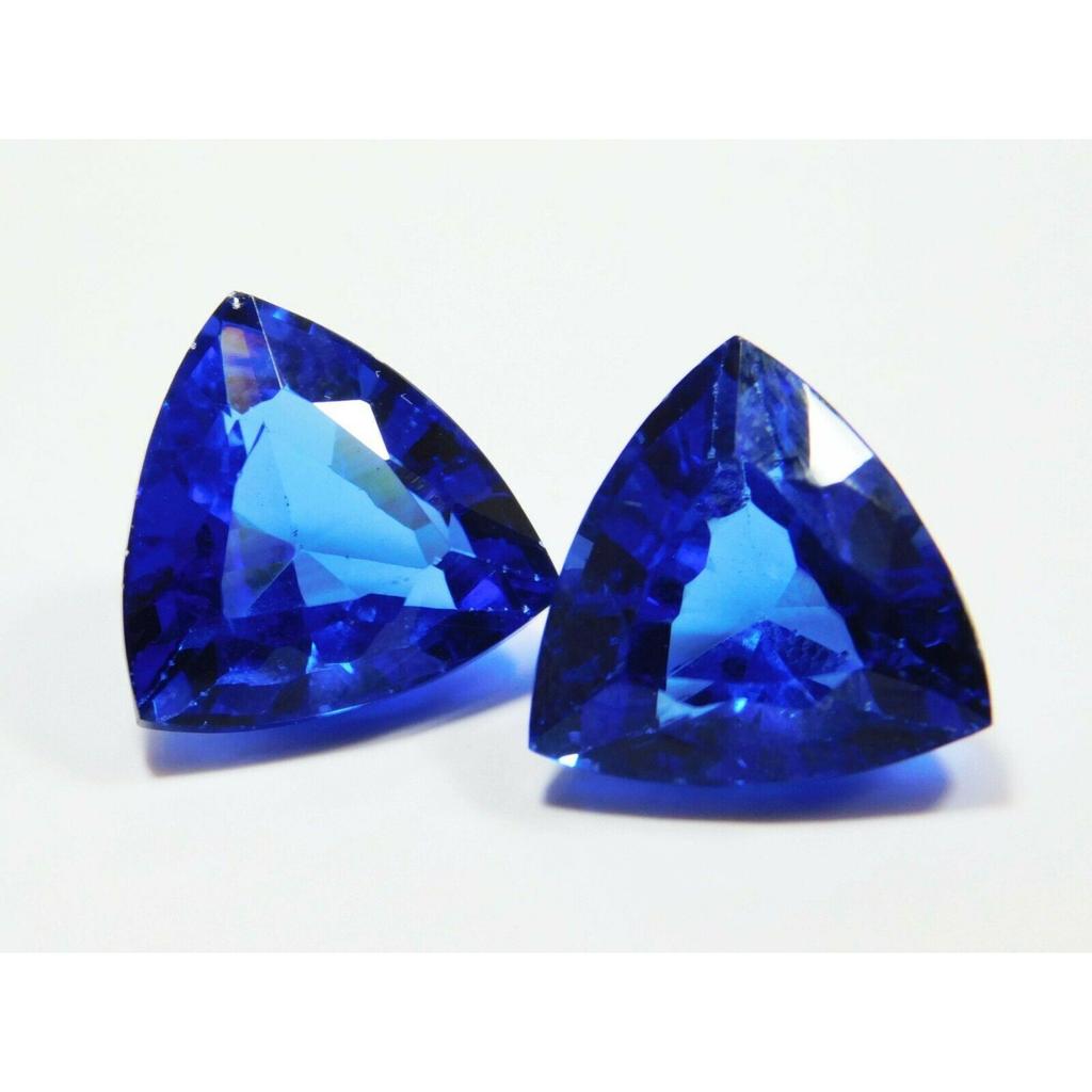 Natural Blue Tanzanite Loose Gemstone 14.80 Ct Trillion Shape Pair for Jewelry Making and Crafts