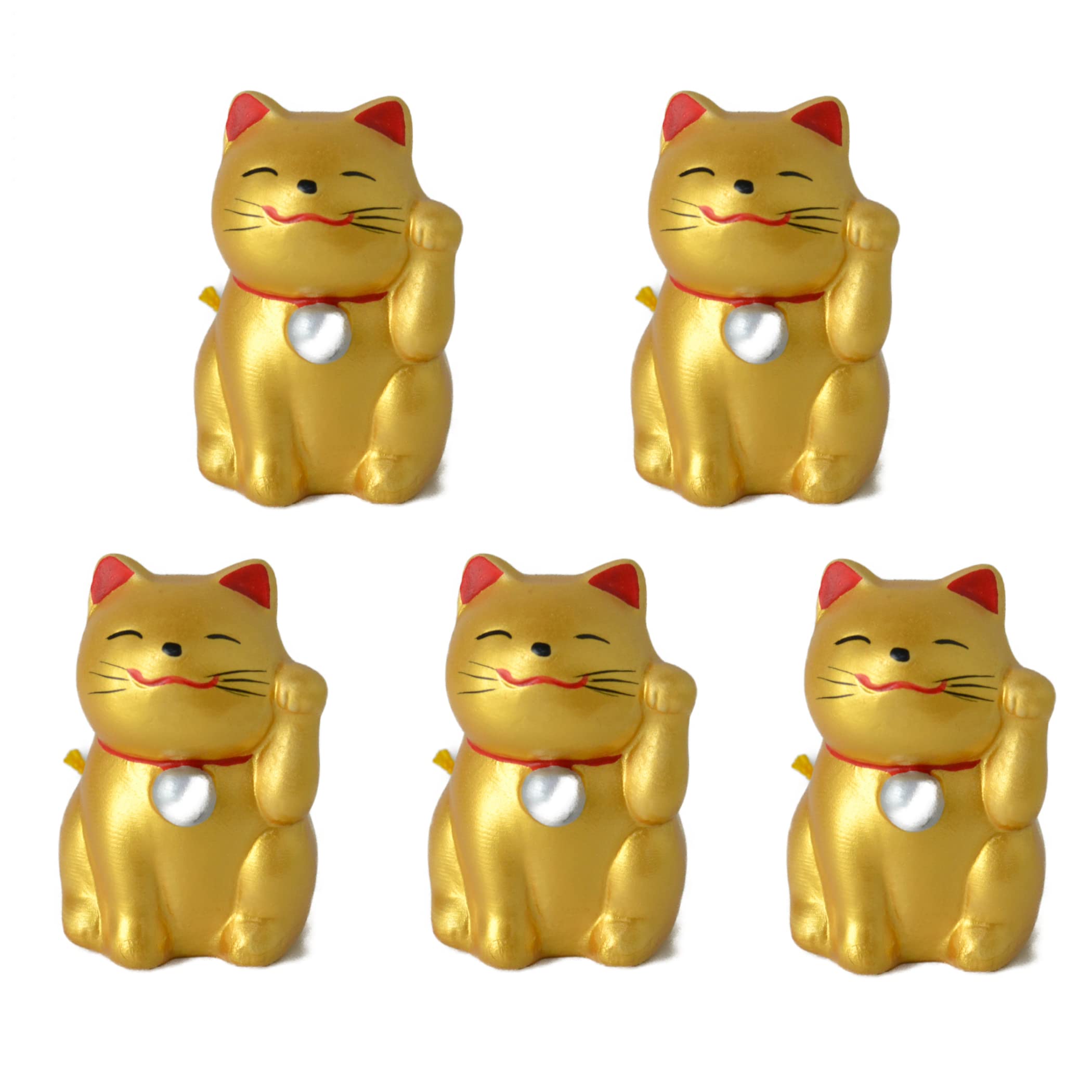 Left Paw Set of 5 Gold Lucky Fortune Good Attracting Many Bringing Good Lucky New Interior Japanese Novelty Promotional Item Fortune-telling
