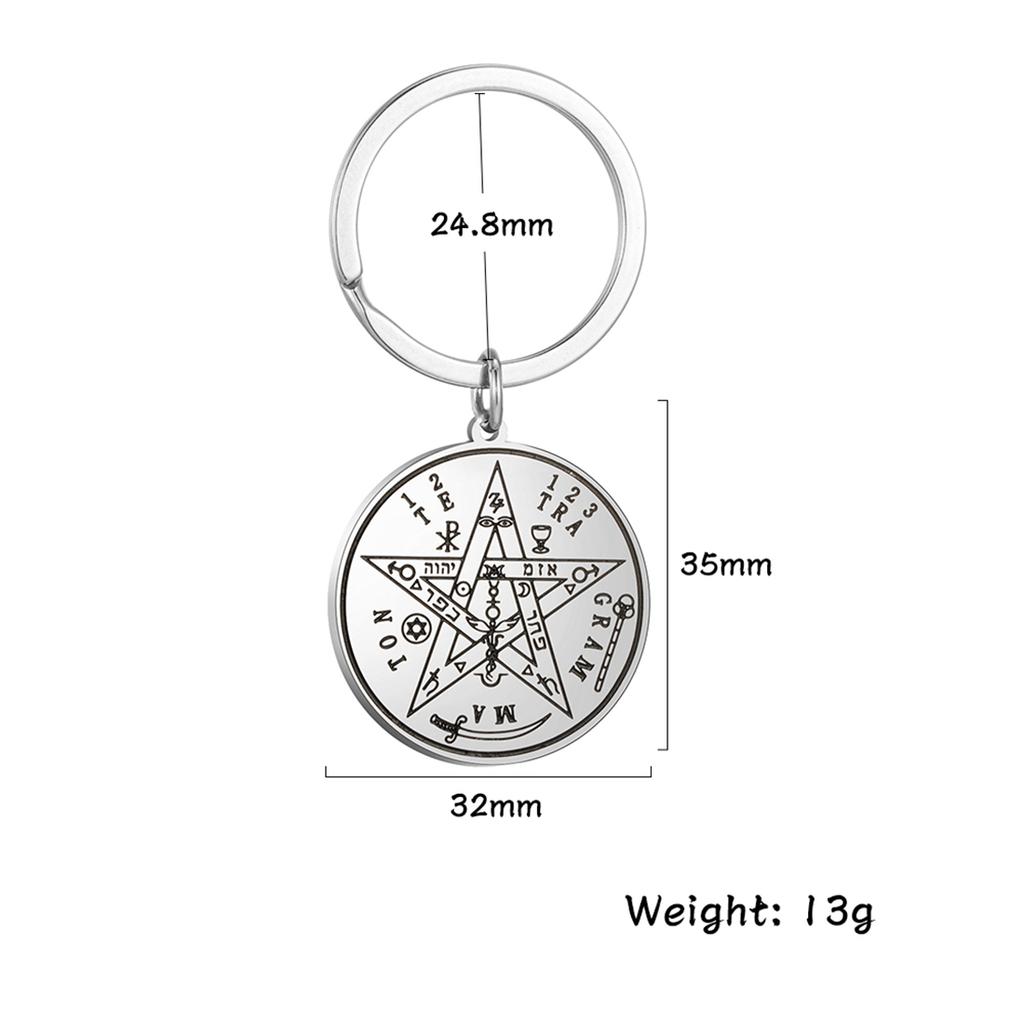 EUEAVAN Tetragrammaton Pentacolo Wiccan Portachiavi Pentagramma in Acciaio Inossidabile Protezione Magica Nome di Dio Portachiavi Amuleto Gioiello