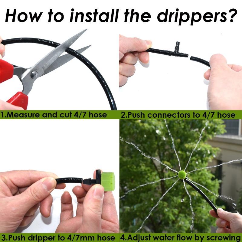 50-100 st justerbara bevattningsdroppar sprinklers 1/4'' emitter droppbevattning mikrodroppbevattningssprinklers för bevattningssystem