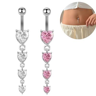Hot Selling  Silver Tassl Colorful Rhinestone Stainless Steel Navel Ring for Women Jewelry Body Piercing