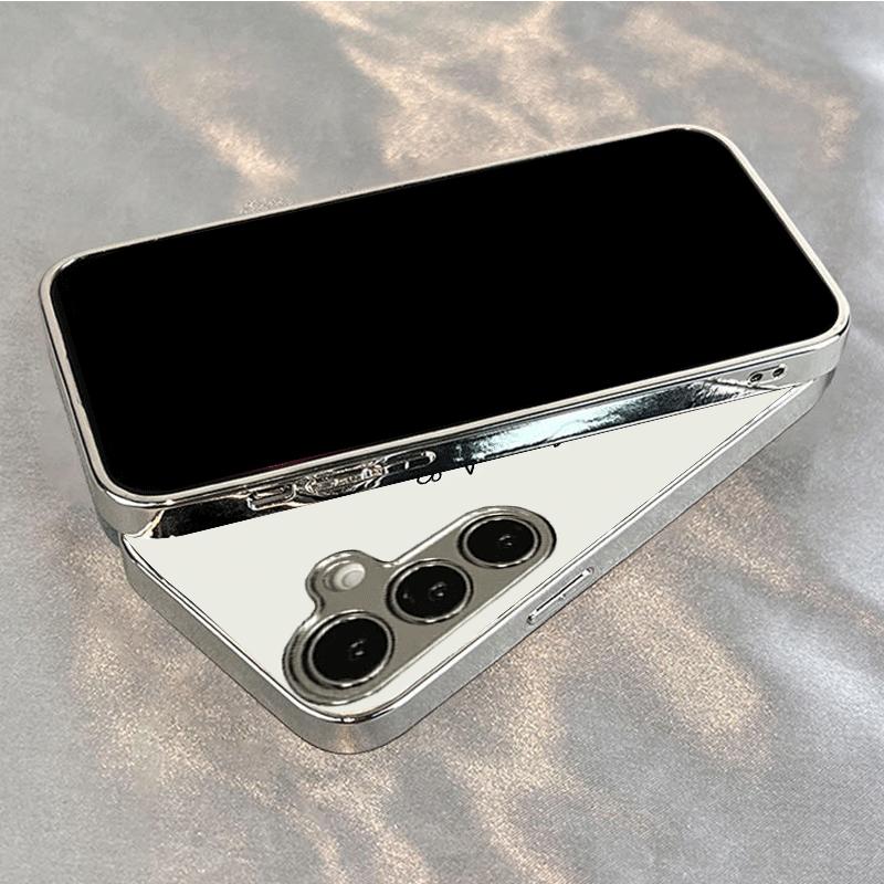 Silver plated glass phone case suitable for Samsung Galaxy S26 S25 S24 S23 S22 S20 FE/Ultra/Plus5G anti fall fashion