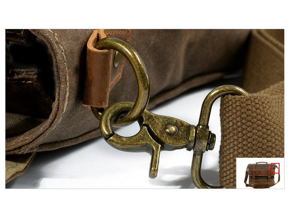 Men's Retro Waterproof Cowhide & Waxed Canvas Briefcase - European & American Shoulder Crossbody Bag