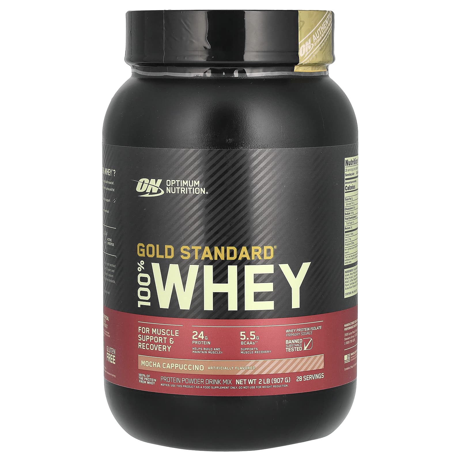 

Optimum Nutrition, Gold Standard 100% Whey, Mocha Cappuccino, 2 lbs (909 g)